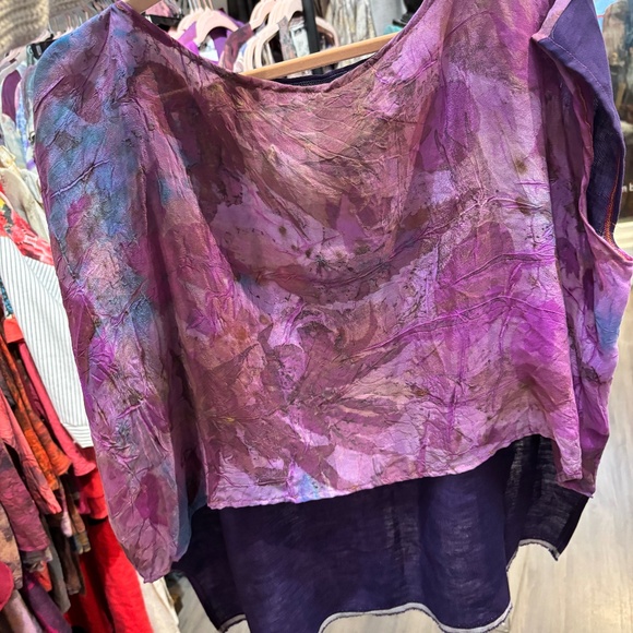 Handmade Eco printed silk front boxy T - Picture 4 of 4